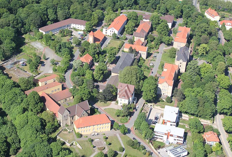 Historischer Ort: Osnabrück, Luftbild der Klinik