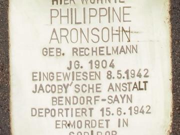 Historischer Ort: Stolperstein für Philippine Aronsohn, Foto des Stolpersteines
