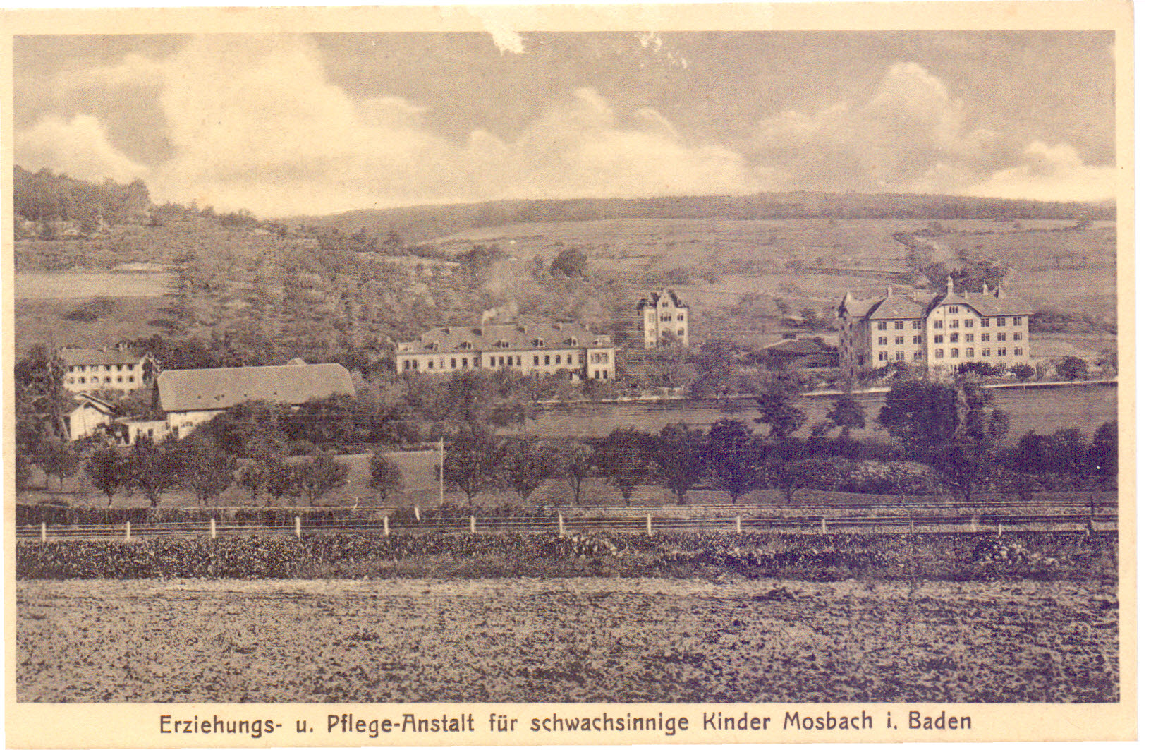 Historischer Ort: Erziehungs- und Pflegeanstalt für Geistesschwache in Mosbach, Postkarte