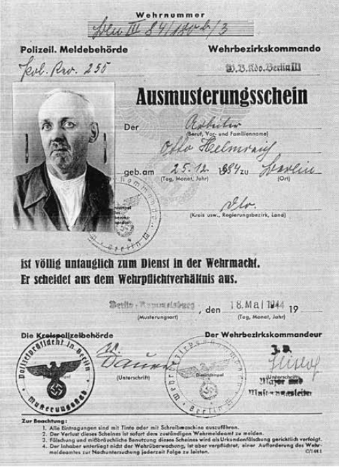 Biografie: Otto Helmreich, Ausmusterumgsschein