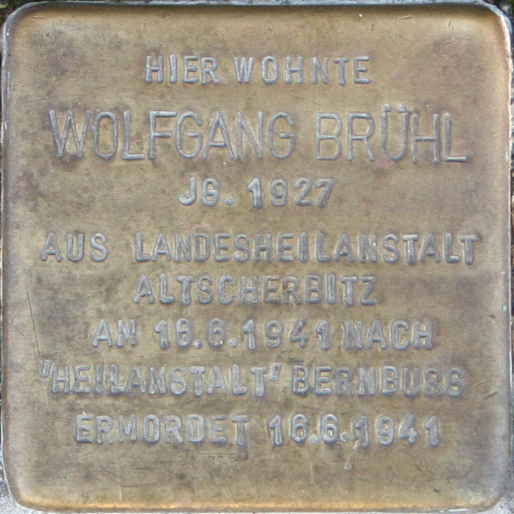 Historische Orte: Stolperstein für Wolfgang Bruehl in Halle