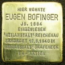 Historische Orte: Stolperstein für Eugen Bofinger, Foto Stolperstein